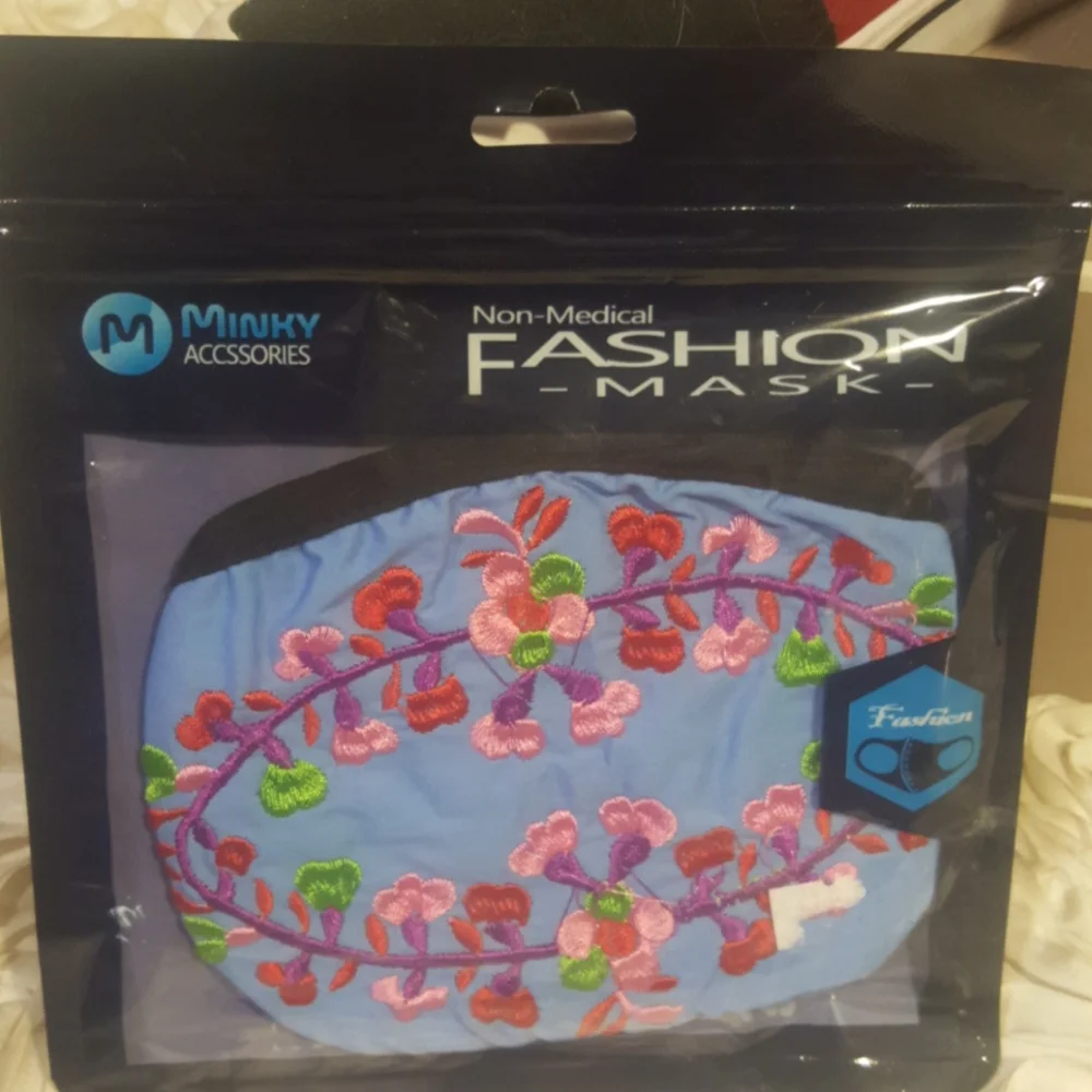 Face Mask Fashion Floral Embroidered.